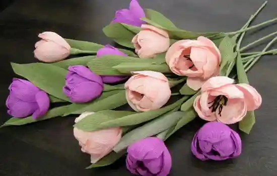 Тюльпаны из гофрированной бумаги пошаговая инструкция