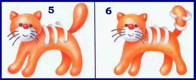 Простой вариант слепить кошку из пластилина, шаг 5, 6