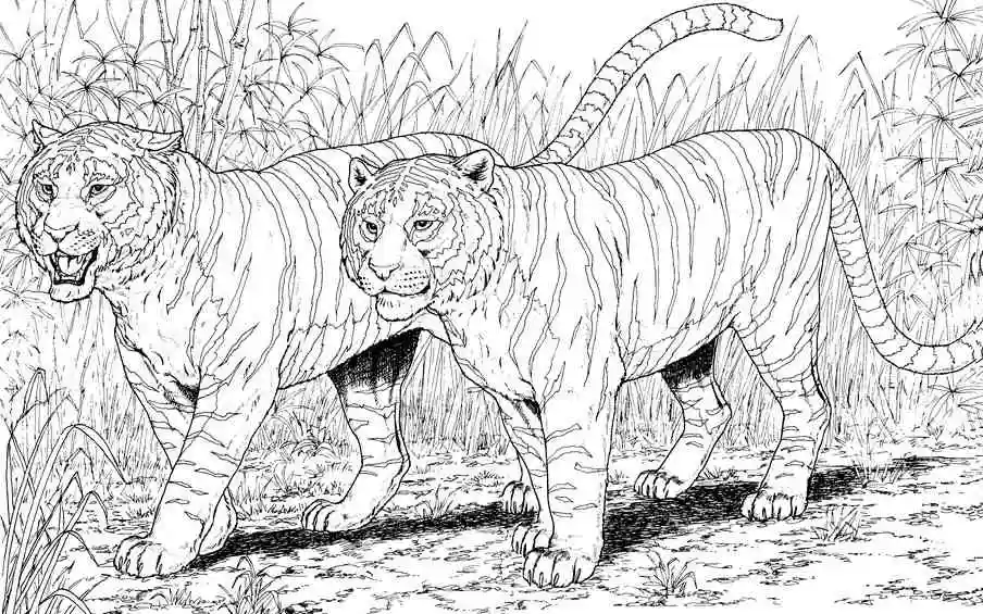 Раскраска Тигры