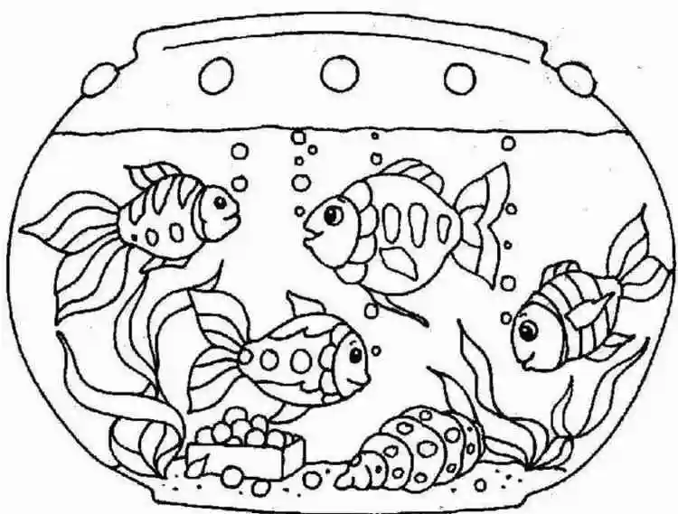 Раскраска Рыбки в аквариуме