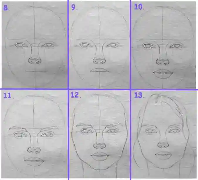 Рисуем лицо человека: прорисовываем глаза, нос, губы