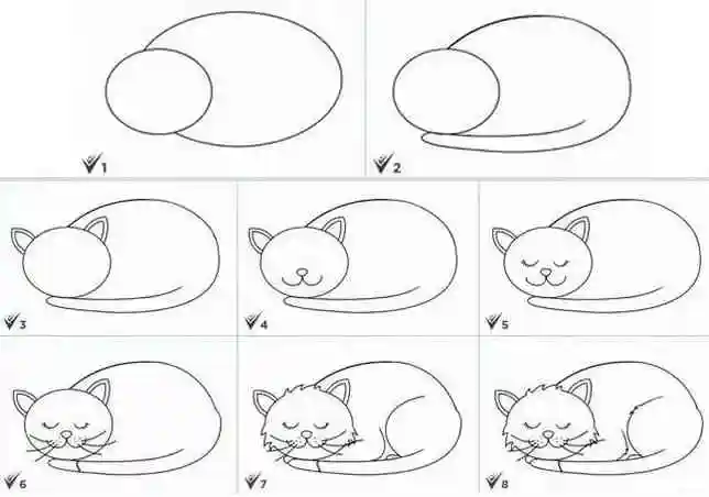 Как нарисовать спящего котика